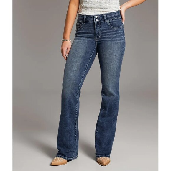 BKE Payton Blue Jeans Womens 28X35 Bootcut Universal Fit Stretch Mid Dark Wash - Picture 1 of 16
